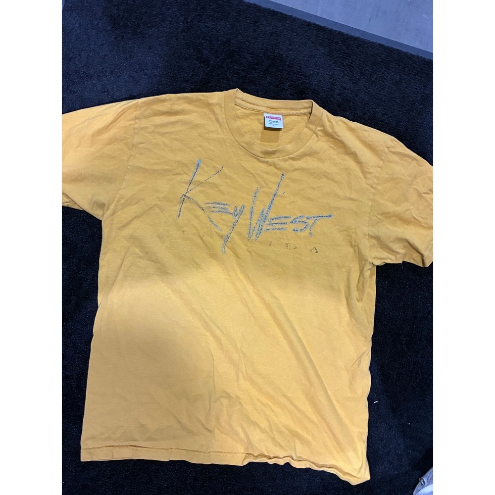 Supreme Key West Florida Graphic T-Shirt Mustard Yellow Mens Large Made in USA